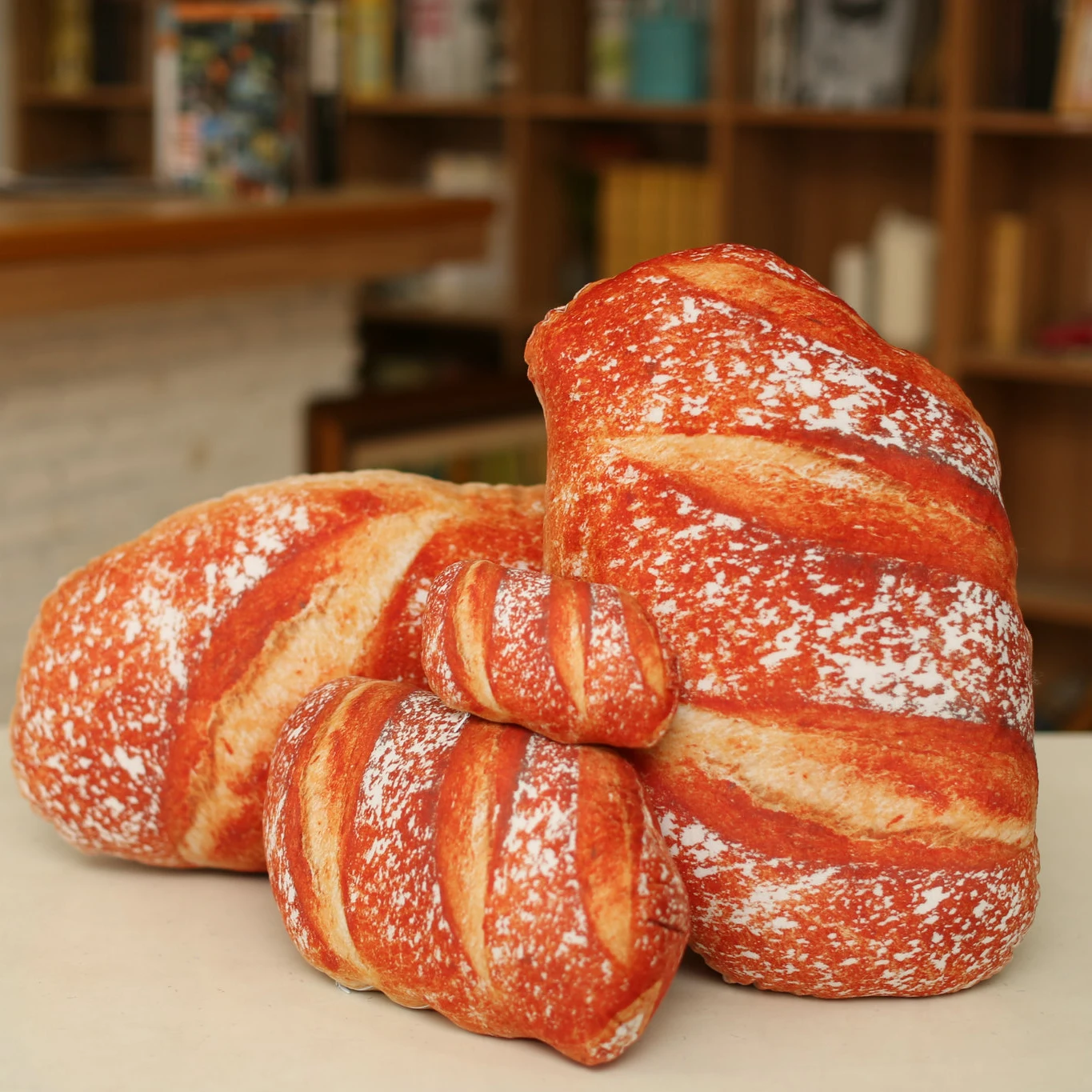 Plush Toys 20-60cm Simulation 3D Bread Pillow Butter Sesame Cakes Sofa Stuffed Soft Food Doll Kids Room Gift Decoatives