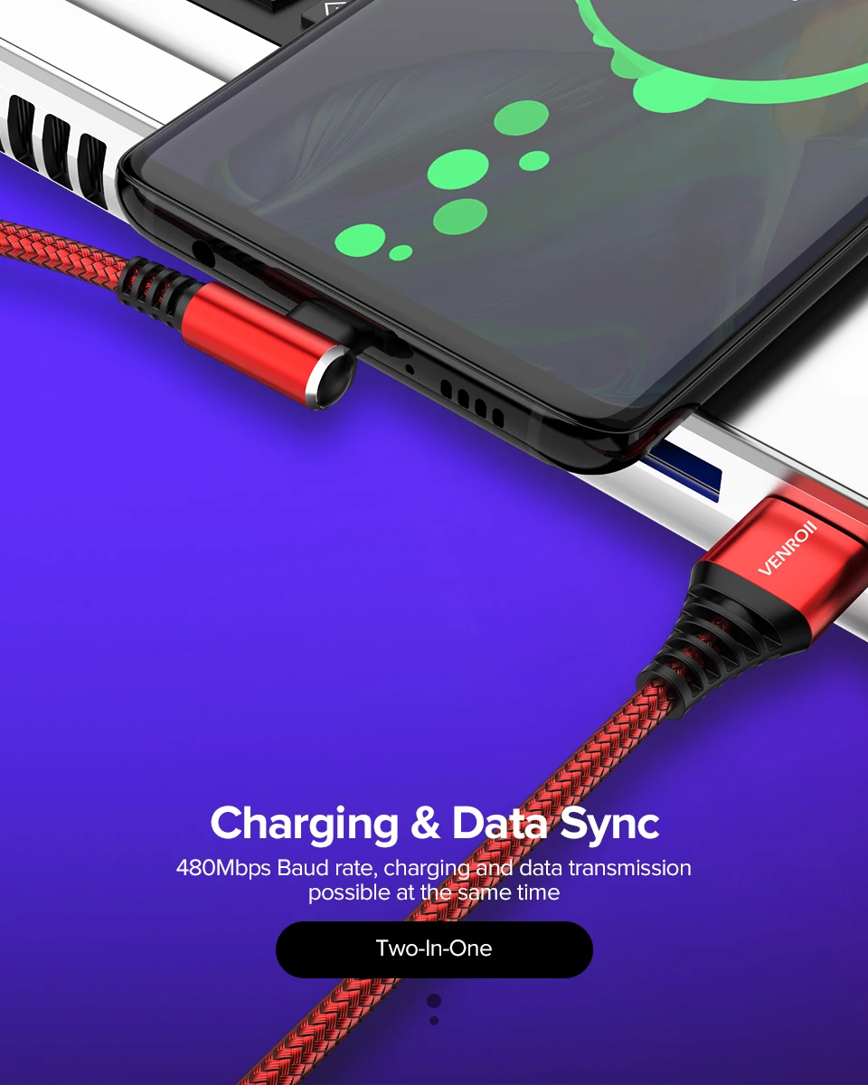 Venroii 3A usb type-C кабель для samsung S8 Xiaomi mi x Max 2 9 USBC type-C для huawei P20 Lite mate 20 Oneplus 6 6T Data Kable