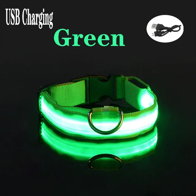 USB Charging  LED Dog Collar,Night Safety Flashing Glow In The Dark Dog Leash,Dogs Fluorescent Collars Pet Supplies 