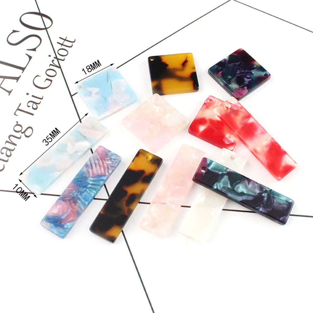 

10pcs Acetate Acrylic Square Shape Loose Beads for Jewelry DIY Finding Craft 18mm