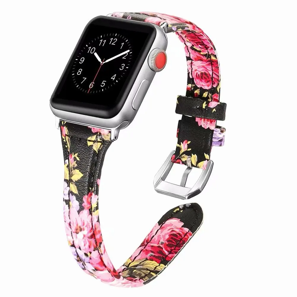 Хорошая кожаная Петля для Apple Watch Band 40 мм 44 мм для iwatch 38 мм 42 мм ремешок серии 5 4 3 2 1 - Цвет ремешка: black pink