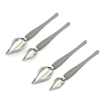 

4 Pcs Food Decoration Stainless Steel Non-Slip Chef Cooking Painting Spoon Cake Decoration Baking Tool for DIY Decor