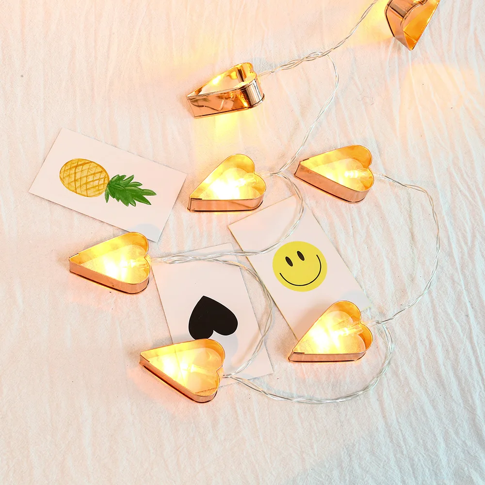 

10 Led Wrought Iron Hollow Love Battery Box Festival Decorative Lights String Home Atmosphere Decorative Lights String
