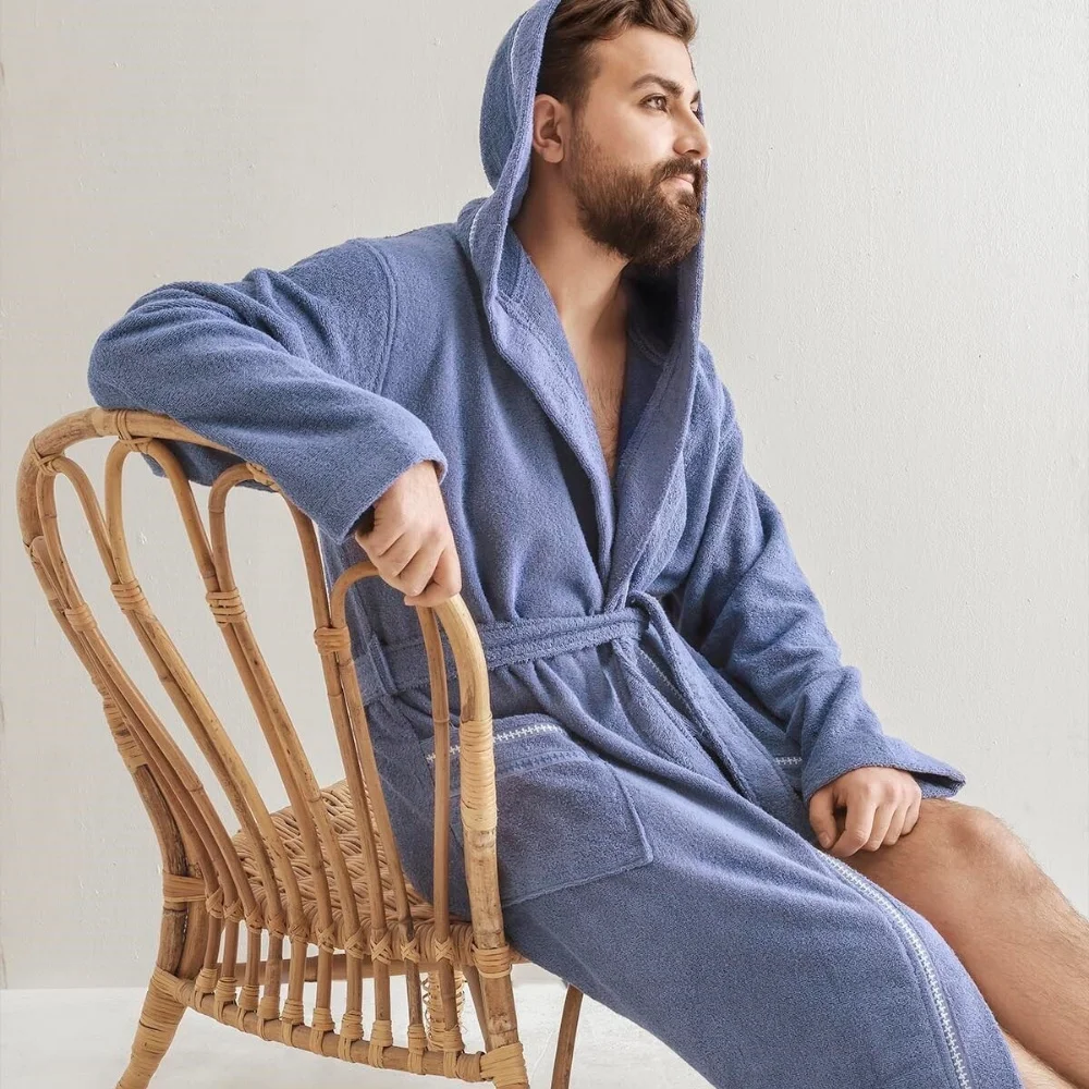 Cottonmania Unisex Bathrobe %100 Cotton Warm Absorbent Plain Dyed Wowen Soft Premium Quality Bathroom Shower Bath Unisex Textile