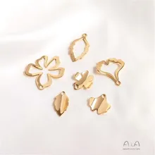 

14 k gold leaf decoration pendant openwork carving thin flowers apricot leaves earrings ear jewelry