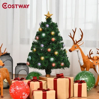 

Pre-Lit Fiber Optical Firework Christmas Tree Luxury Golden Base Energy Saving LED Lights 41 Colorful Balls Decorative Tree
