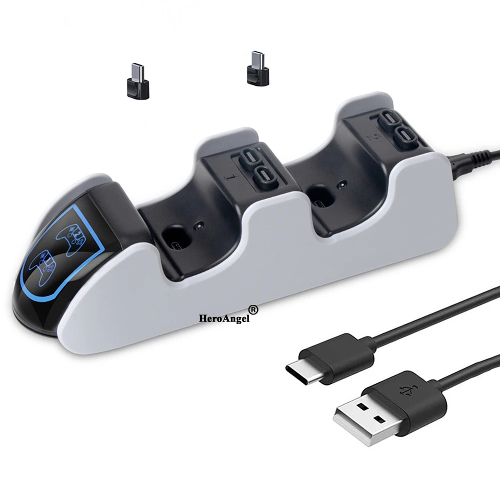 Ue/eua plug dc adaptador ac suporte de carregamento duplo para ps5  playstation 5 dualsense controlador