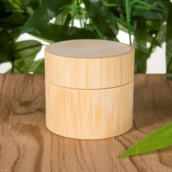 

1Pc Natural Bamboo Refillable Bottle Cosmetics Jar Box Makeup Cream Storage Pot Container Portable Round Bottle Hot