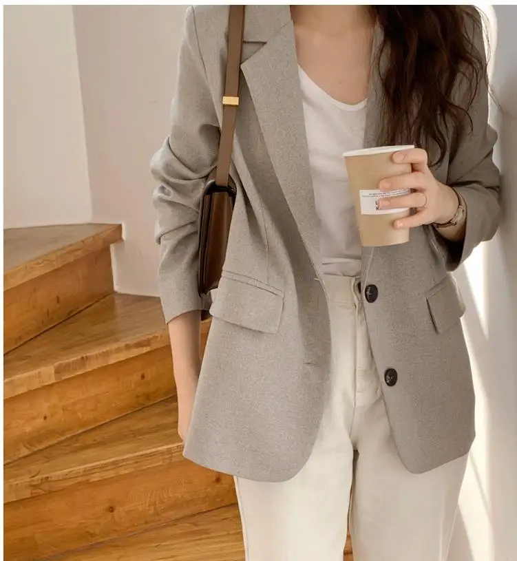 New Spring Autumn Women Blazer Jacket Casual Work Suit Coat Office Lady Fashion  Long Sleeve Slim Blazers Female