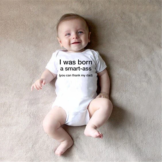 Новорожденный сдельник для ребенка I Was Born a Smart Ass напечатанный хлопковый Летний комбинезон с короткими рукавами для маленьких мальчиков и