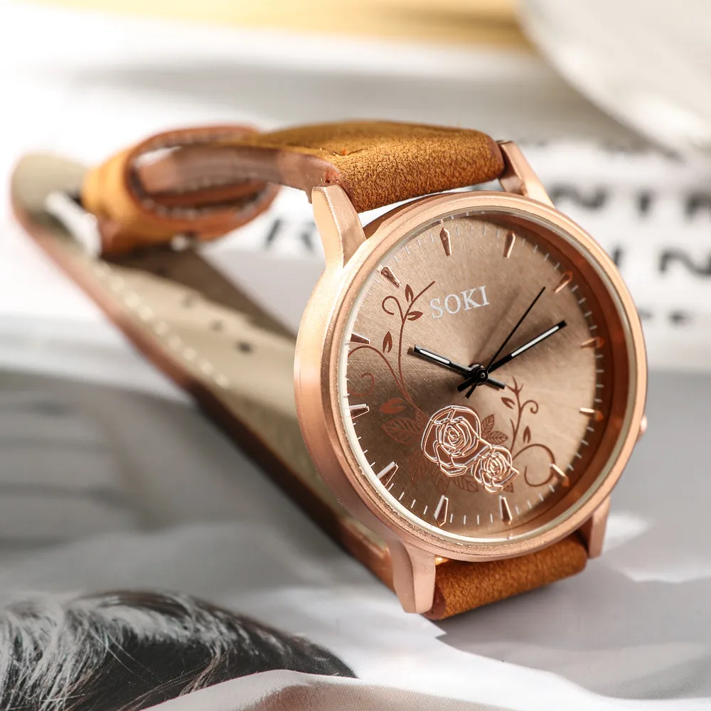 

Woman Watches Fashion Leather Band Analog Quartz Round Wrist Watch orologio donna montre femme marque de luxe 2019 uhren damen