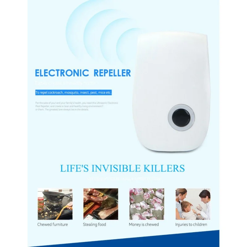 Mosquito Killer Electronic Repeller Rat Ultrasonic Insect Repellent Mouse Anti Rodent Bug EU US Plug