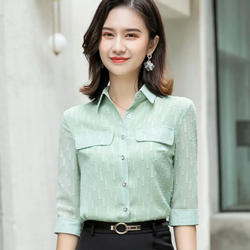 Novelty Red Professional OL Styles Ladies Short Sleeve Female Summer Slim  Fashion Business Women Shirts Tops Clothes Blouses Ladies Blouse Career Job  Interview Blusa Clothing