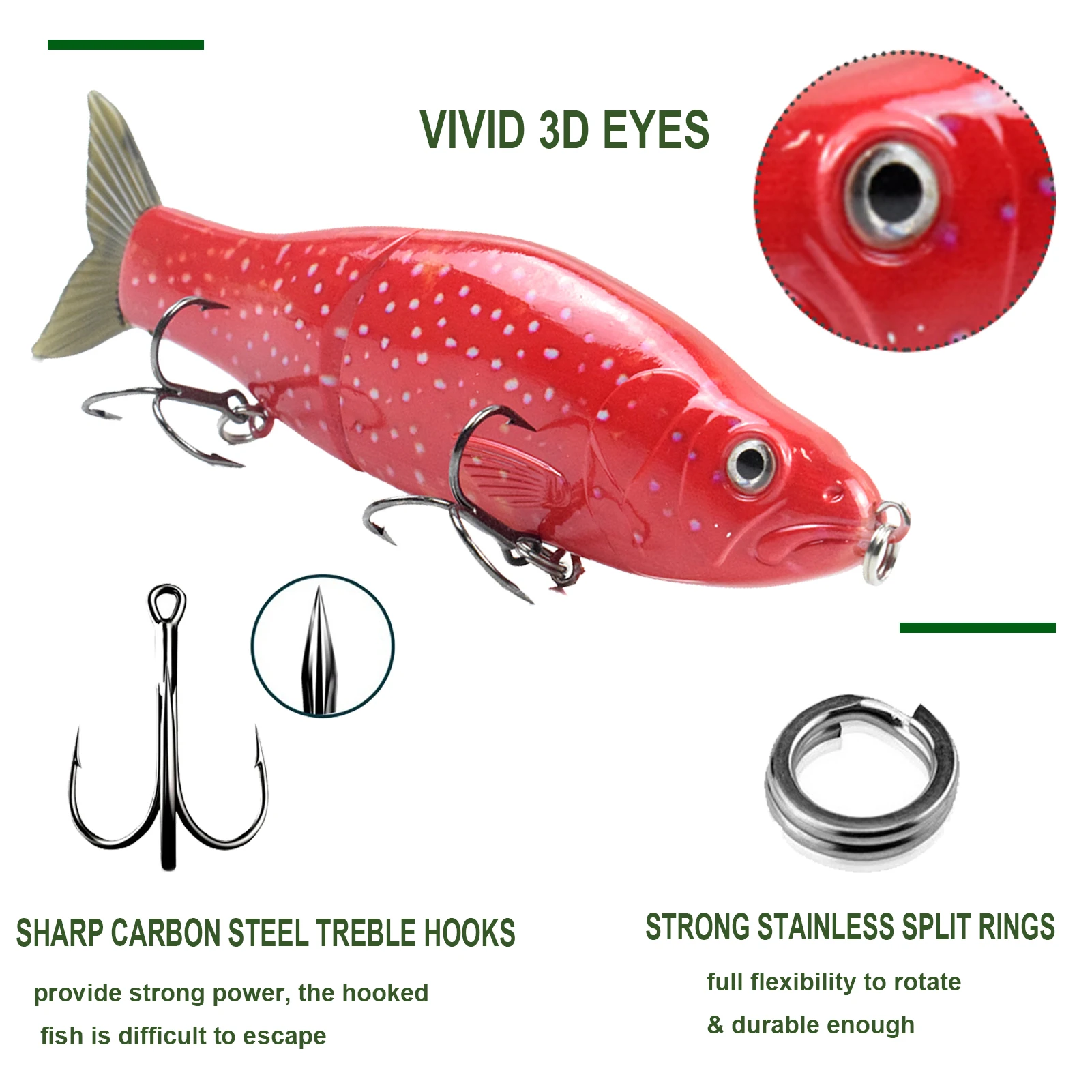 Isca de Pesca Isca com Caudas Iscas de Corrediça com Gancho Lixada Flutuante Duro Glide Macias Agudos Vida-como 6.5 In2.0 oz 10 macias iscas de corrediça com gancho agudos vida-como isca de pesca