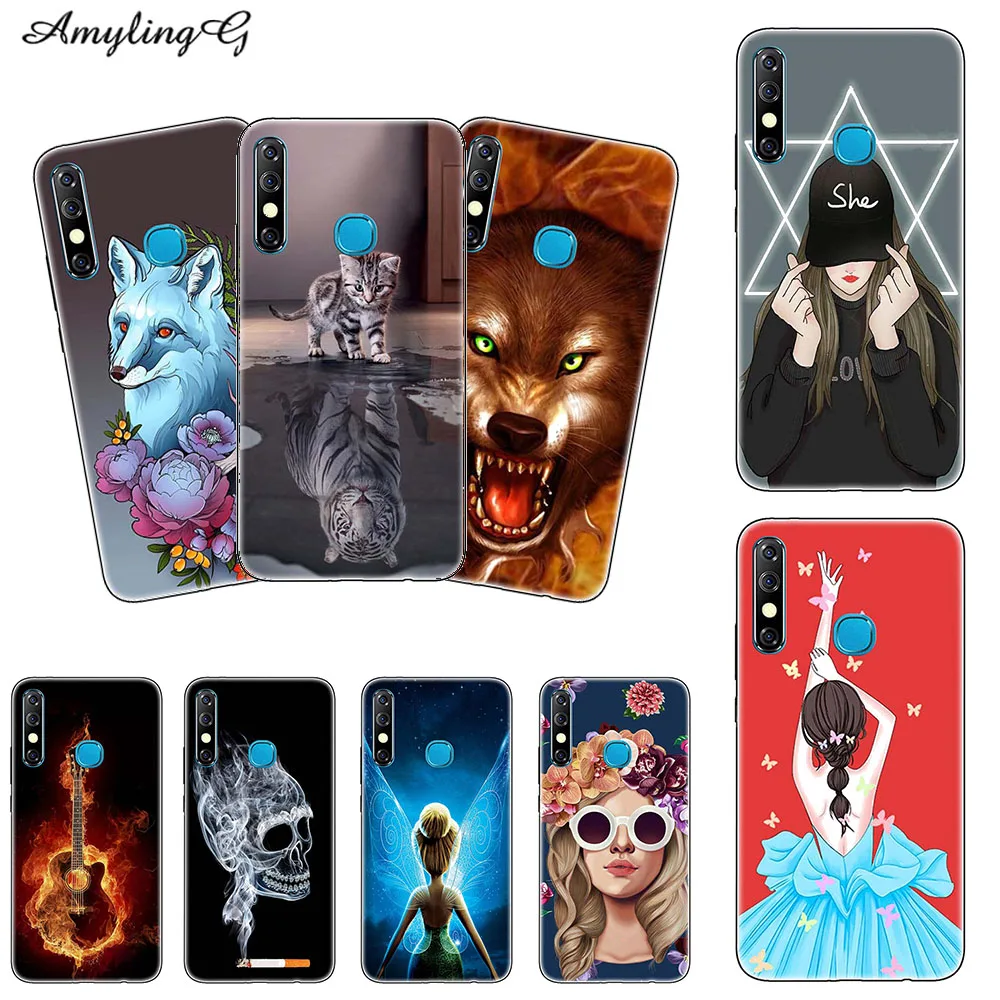 Для Infinix Hot 8 7 Pro X650 X624 Smart3 Plus X627 S4 X626 чехол с красочным рисунком розы волк мягкий для