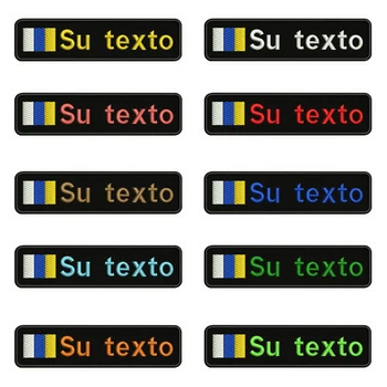 

Canary Islands Flag Embroidery Custom Name Text Patch Stripes badge Iron On Or Sew On Or Velcro Backing Patches For Clothes