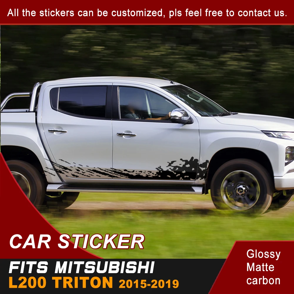 Car sticker fit for mitsubishi l200 triton 2006 2015 body side mud