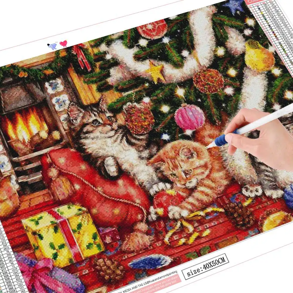 Huacan 5D поделки алмазов картина кошки полный плацу вышивки крестом алмазов вышивка полный комплект Рождественский Декор стен
