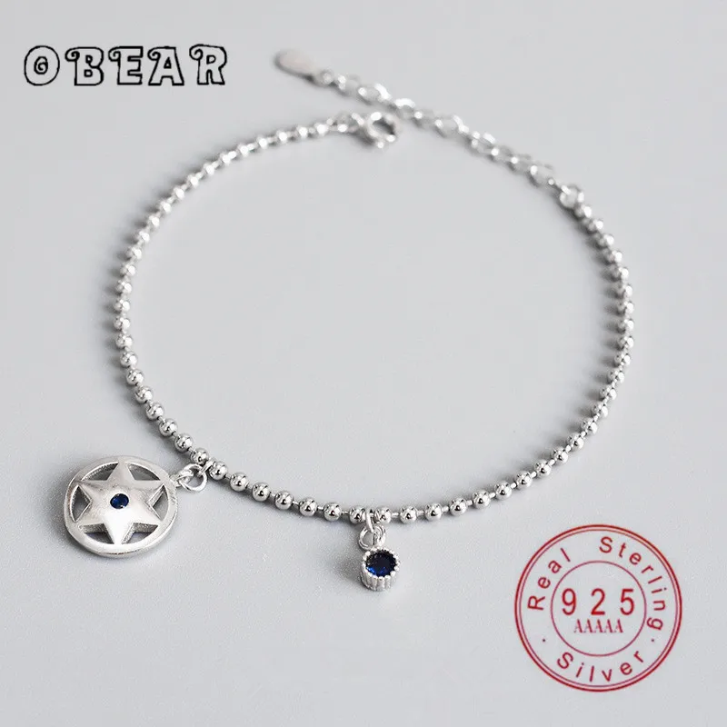 OBEAR серебро 925 пробы счастливый компас пентаграмма синий кристалл женский