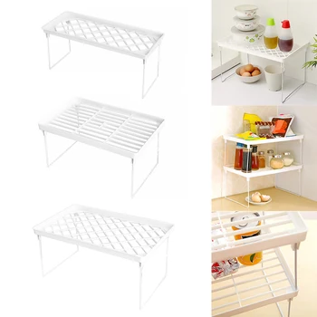

Kitchen Adjustable Storage Rack Metal Cupboard Storage Shelf Non-Skid Spice Rack Single Layer Kitchenware Organizer Saving Space