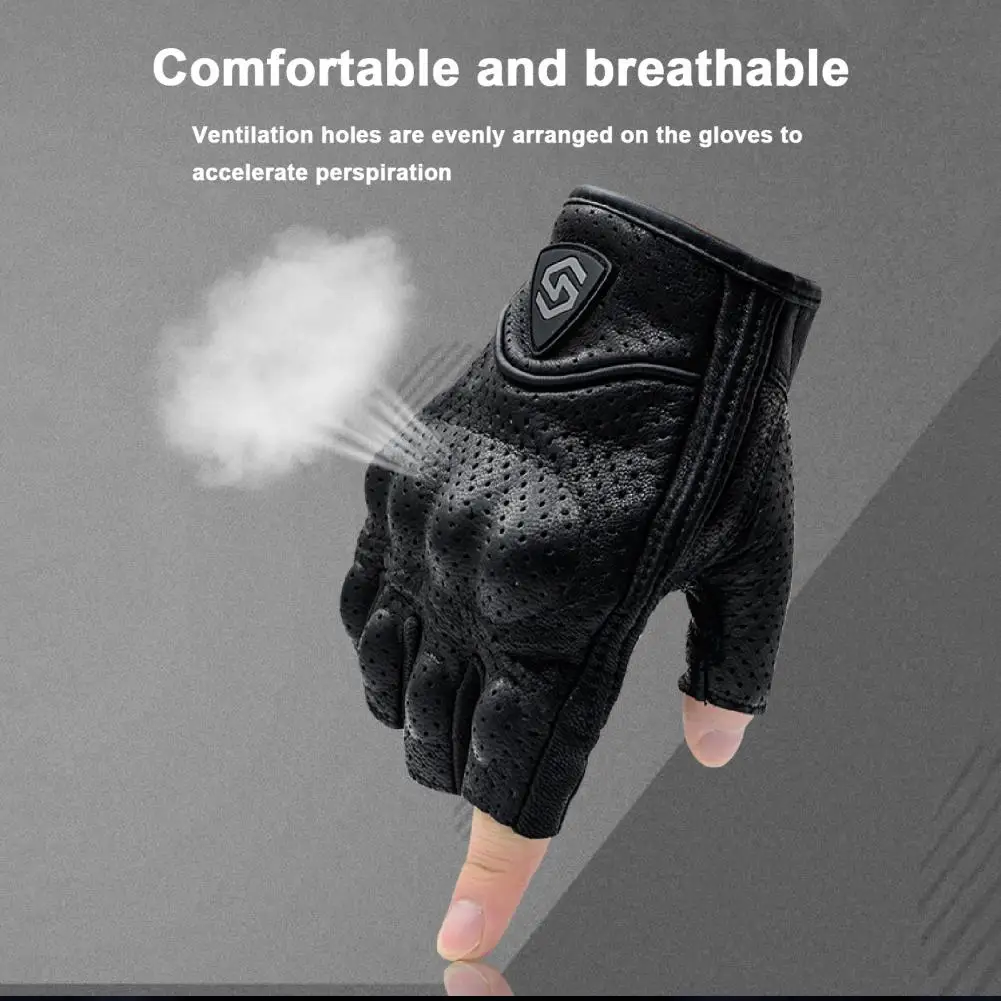 Breathable Gloves For Motorcycle Professional Faux Leather Black Knuckle Protection Half Finger Gloves for Cycling