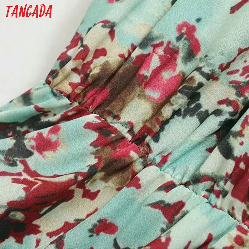 Tangada, женское элегантное платье с цветочным рисунком, тянущаяся Талия, рукав три четверти, женские повседневные стильные платья, vestidos 5Z79