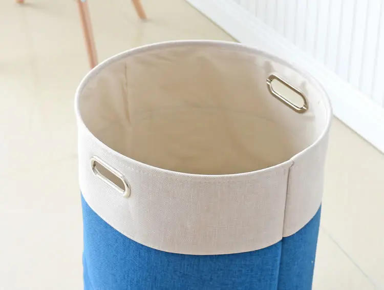 blue Laundry Basket Picnic Basket Stand Toy Storage Box Bag Cotton Washing Dirty Clothes Basket Organizer Bin Handle (4)