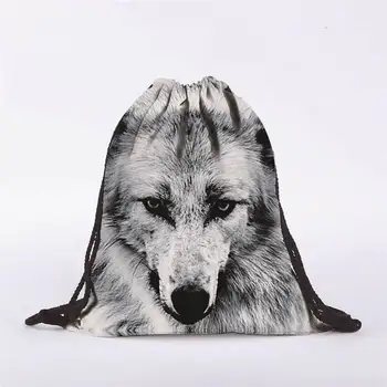 

1 piece Wolf Dog 3D Printing Backpack Bag Rucksack mochila feminina Drawstring bag schoolbag fashion design drop shipping