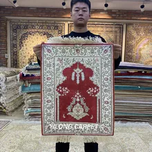 Yilong 1,5 'x2' ручной цветочный персидский шелковый ковер красный молитвенный Гобелен(HF068B