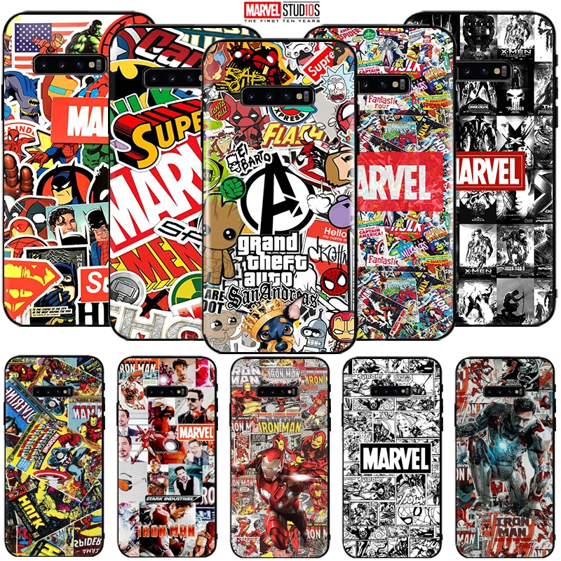 Phone Case For Samsung Galaxy S10 S9 S8 Plus S10E Lite 5G Soft Coque Cover Marvel Avengers Comics Iron Man SpiderMan | Мобильные