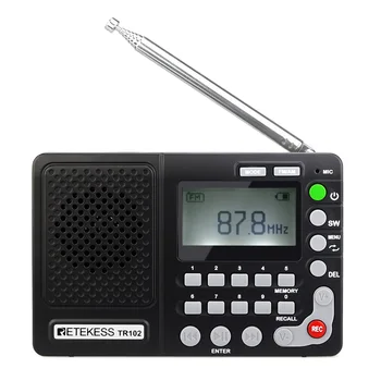 

Retekess TR102 Radio FM AM SW Speaker MP3 player 3.5mm AUX USB TF card MIC Recording World Band Receiver LCD Display Screen REC