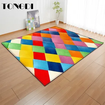 

TONGDI Modern Carpet Anti-skid Colorful Elegant 3D Steric Printi Children Mat Soft Rug Luxury Decor For Home LivingRoom Bedroom