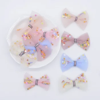 

20Pcs Filling Glitter Sequins Bow Tie Mesh Applique for DIY Clothes Hats Headwear Bowknot Hair Clips Wedding Decor Patches P20