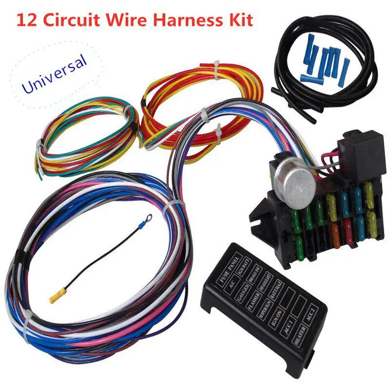 

Kuulee 12 Circuit Wiring Harness Muscle Car Hot Rod Street Rod XL Wires Harness Relay Loom Cable Kit for Led Work Lamp