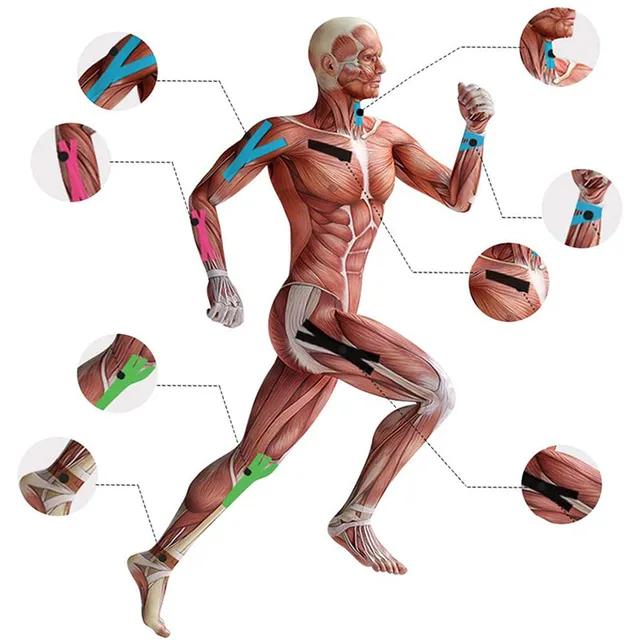 5CM*5M Kinesiology Tape Athletic Recovery Elastic Tape Kneepad Muscle Pain Relief Knee Pads Support for Gym Fitness Bandage 5