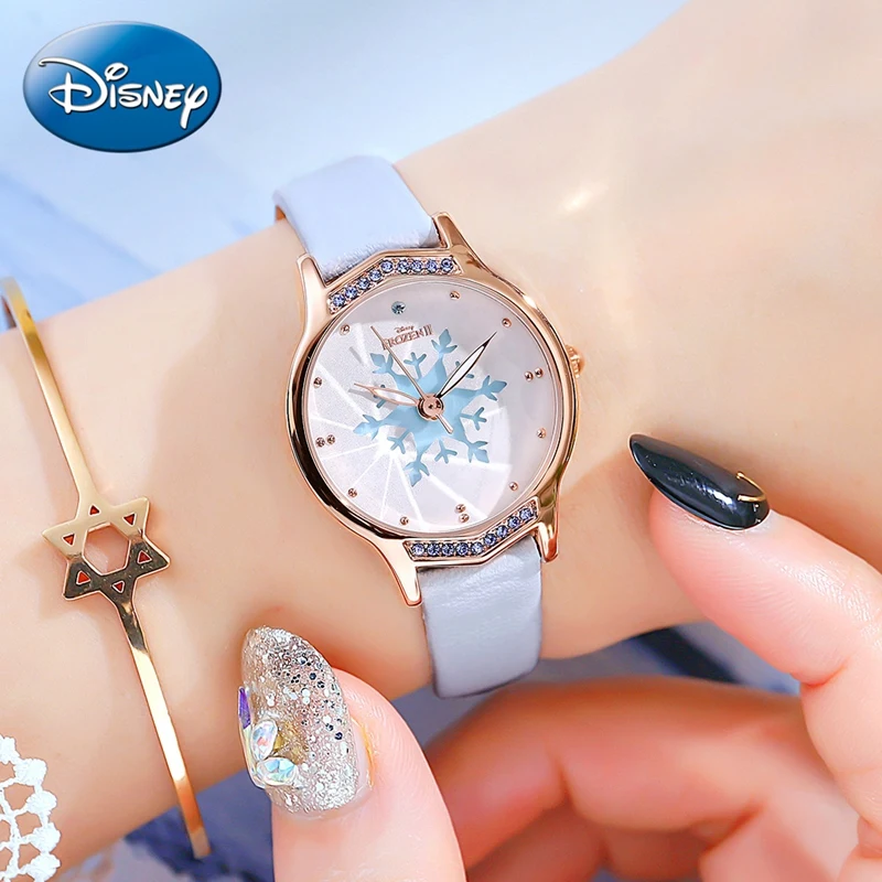 Girl Watch Frozen Women Luxury Child Clock Gift Kid Cute Crystal Quartz Strap Snowflake
