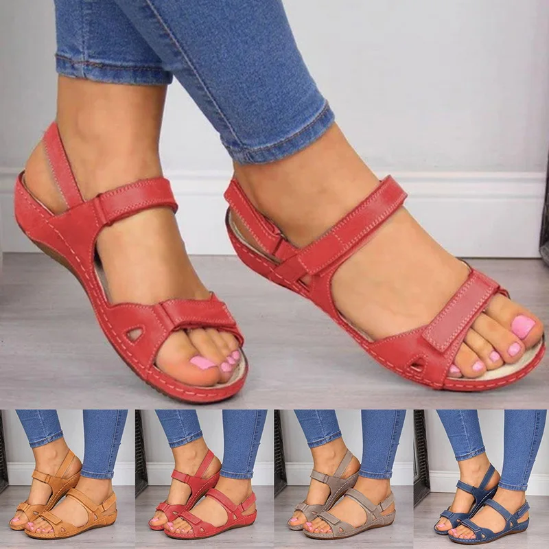 

MoneRffi Dropshipping Women Sandals PU Leather Shoes Casual Summer Beach Shoes Flop Platform Sandals Comfortable Women Shoes