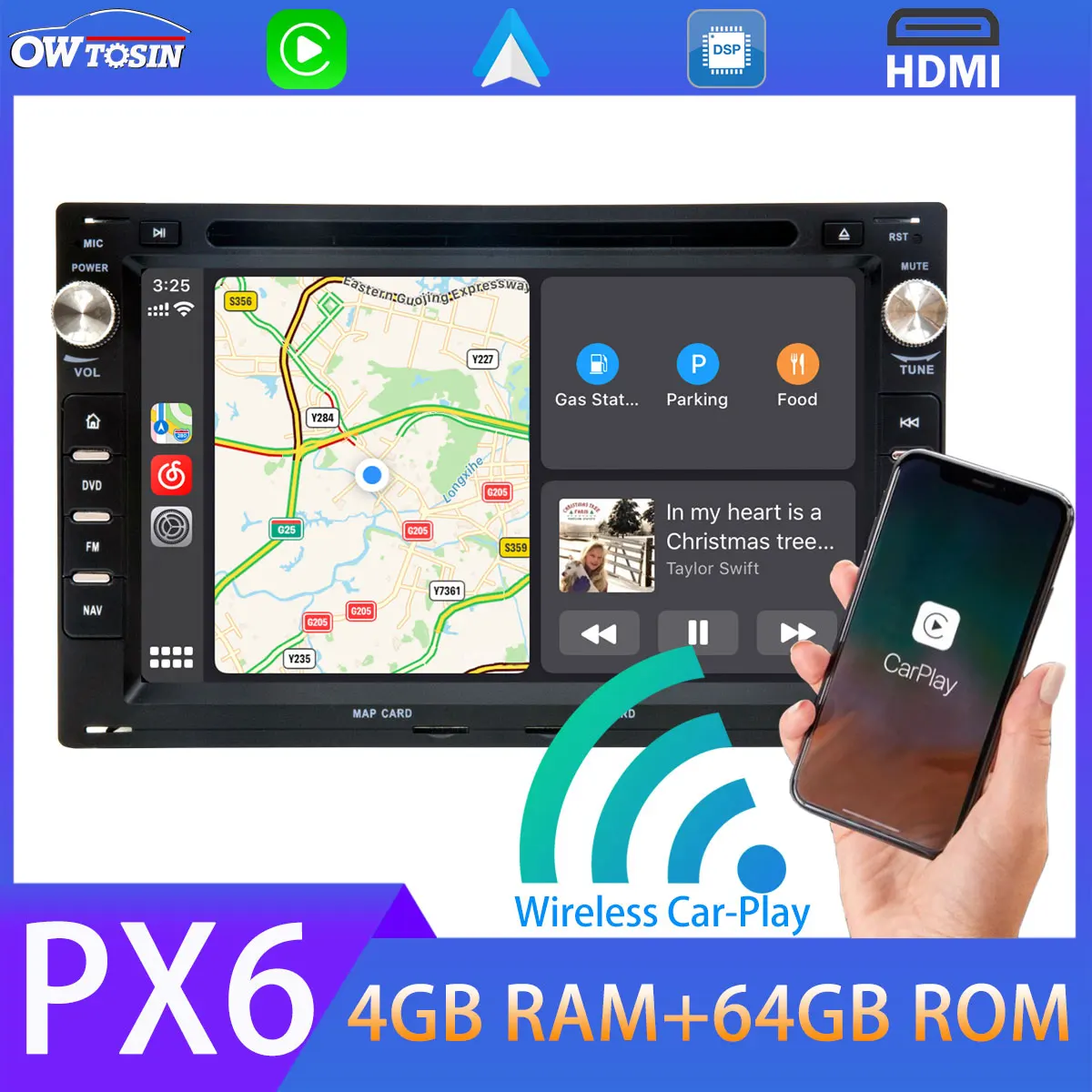 Автомагнитола PX6 мультимедийный плеер на Android 10 0 7 дюймов 4 + 64 ГБ HDMI для Volkswagen Golf