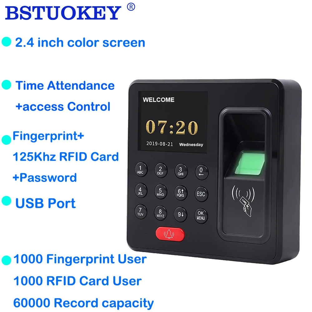 Mini Impronta Digitale Biometrica 125Khz Rfid Controllo Accessi Tastiera Usb Presenze Orologio Registratore Macchina 1000 Utente