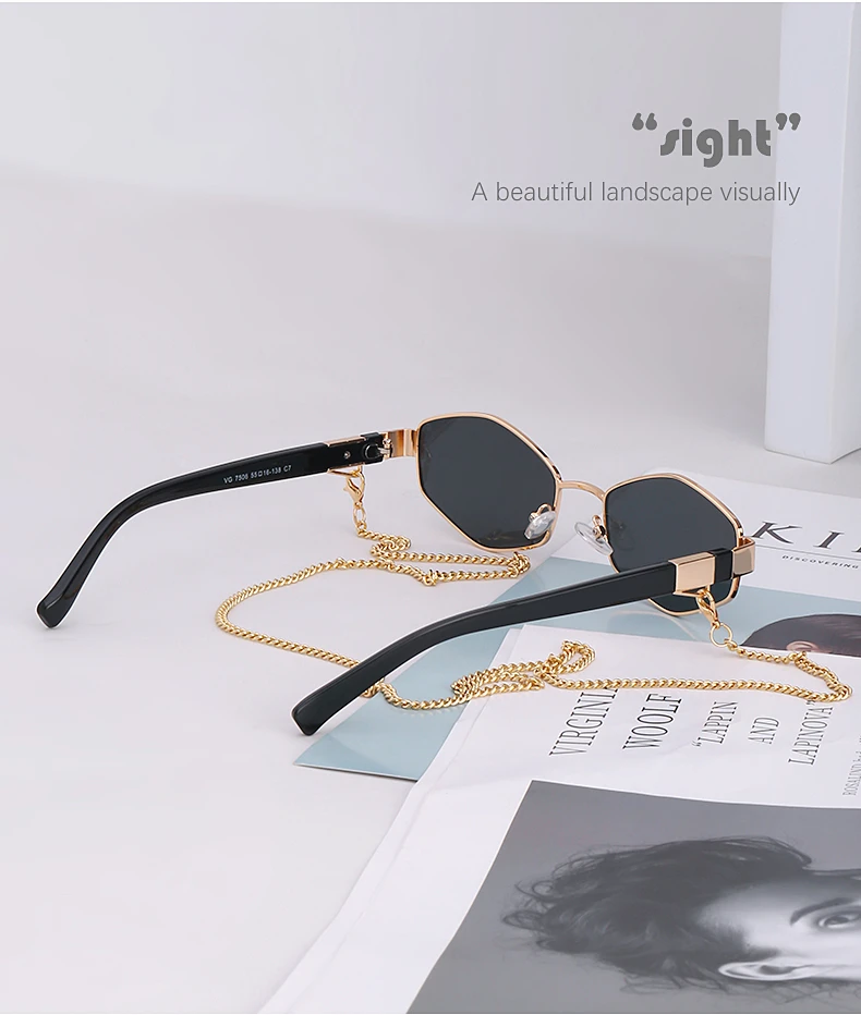 Fashion Small Irregular Sunglasses Women 2022 Luxury Brand Design Trendy Diamond Sun Glasses For Female With Metal Eyewear Chain designer sunglasses