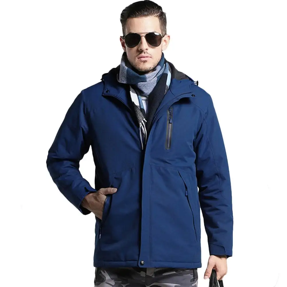 Хлопковые куртки с USB подогревом, водонепроницаемая ветровка для походов, кемпинга, походов, лыжного спорта - Цвет: Blue XXL