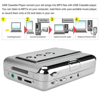 

New USB 2.0 Cassette Capture Player Tape to PC Portable XP/Vista/7/8 Support Cassette-to-MP3 Wave Capture MP3 Converter G5S8