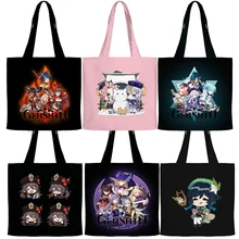 Bolso de mano Unisex Genshin Impact HU TAO para mujer, bolsa de compras, Oxford, plegable, reutilizable, de tela, de dibujos animados, Anime