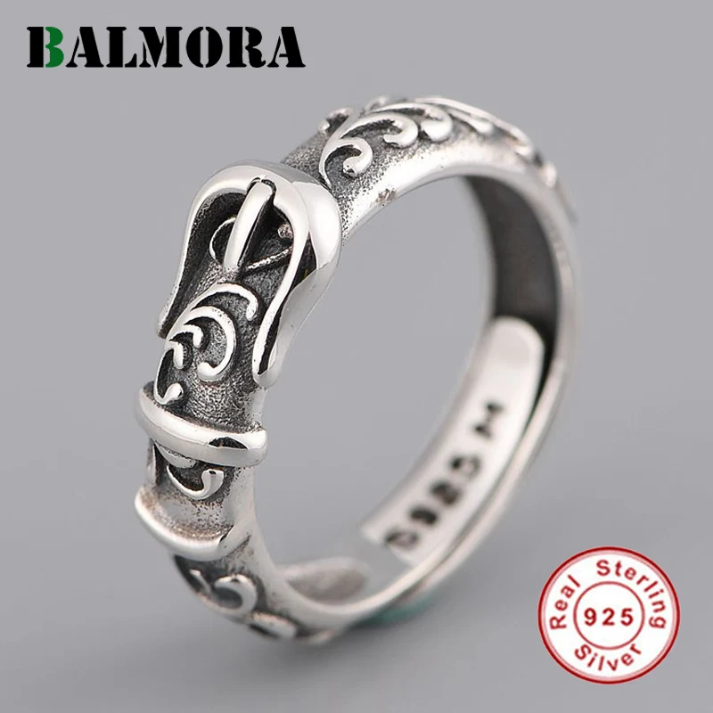 Мужское и женское кольцо с поясом BALMORA серебряное в стиле ретро 999 дюймов модная