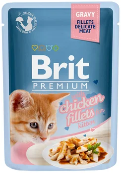

BRIT BRIT PREMIUM CAT GRAVY CHICKEN FILLETS FOR KITTEN for kittens pieces of chicken in a sauce 85g