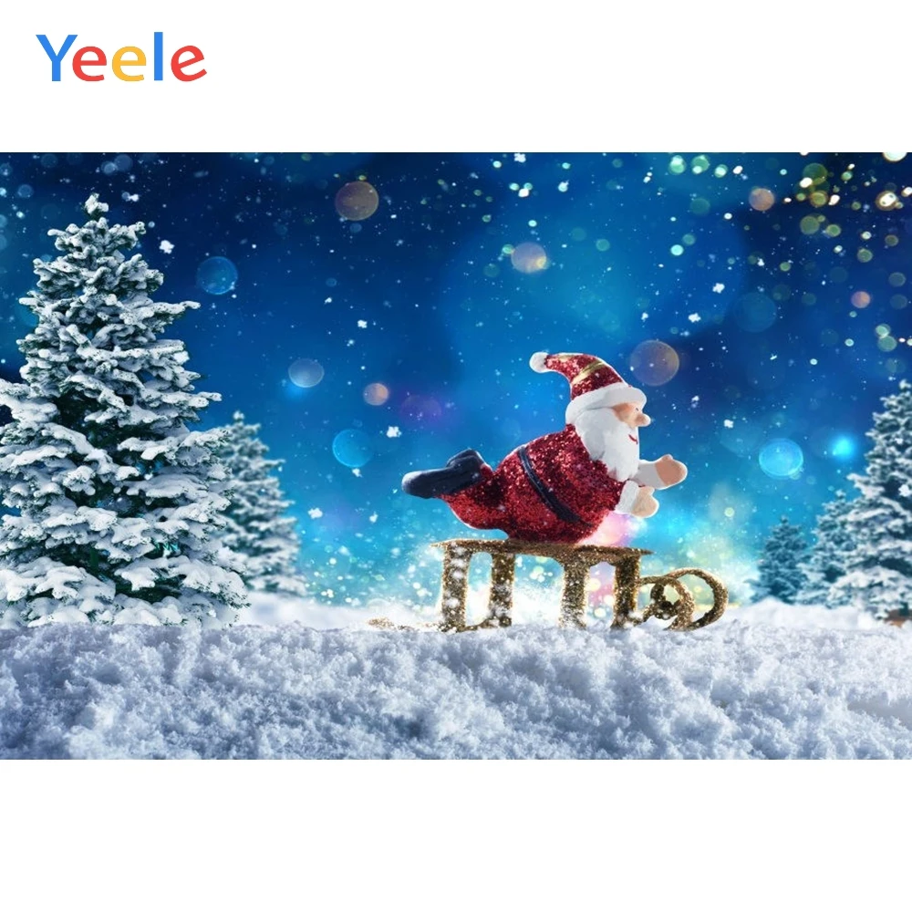 

Yeele Christmas Tree Winter Forest Santa Claus Snow Snowflake Backdrop Vinyl Light Bokeh Photography Background For Photo Studio