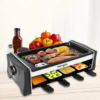

Electric Grills Electric Non-Stick Cooking Pot Inner Grill Baking Dish Smokeless Pan BBQ Griddle With Adjustable Temperature