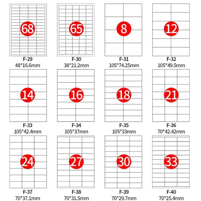 Papier pour imprimante A4 Étiquettes universelles autocollantes 65 feuilles  Autocollant blanc Etiquette en papier Imprimante pour imprimantes laser et
