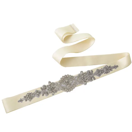 Ivory Fashion Bridal Belt Crystal Trim Applique Vintage Rhinestone Bridal Belt Rhinestone Belts For Gown Dress Girl Women Dress Belt - Цвет: Ivory