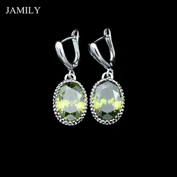 

Fashion Simple Olive Green Cubic Zirconia Silver 925 Drop Earrings Crown Shaped Jewelry For Women Daily Decoration